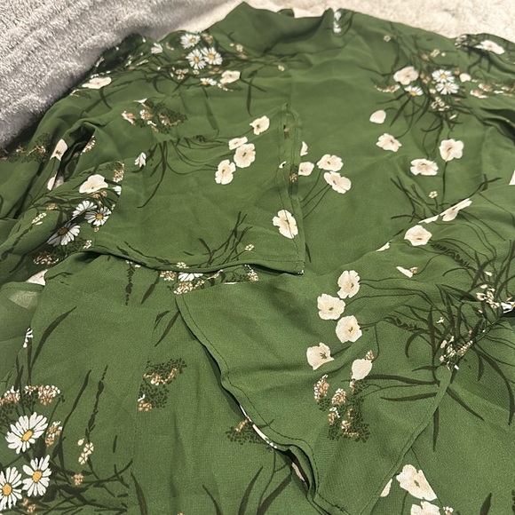 Reformation  Persis Dress in lomita green floral mockneck long sleeve - Picture 5 of 6